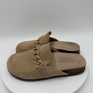 Vionic Georgie Women's Size 8.5 Slip On Shoes Tan Suede Mules Sandals